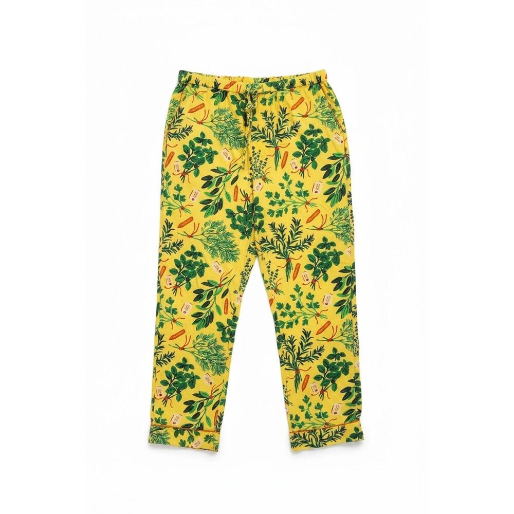 PrintFresh Size Small Pajama Pants Organic Cotton Herb Garden Lover Boho Sunny